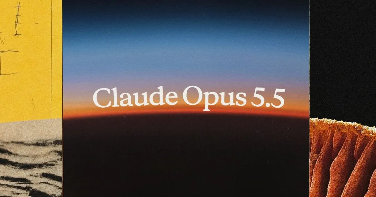 Visuel officiel Anthropic : Claude Opus 5.5 sur un horizon coloré