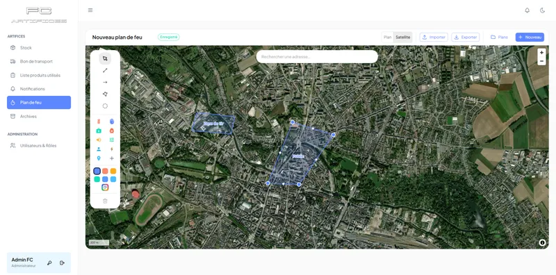 Outil cartographique de création des plans de feu de FC Artifices