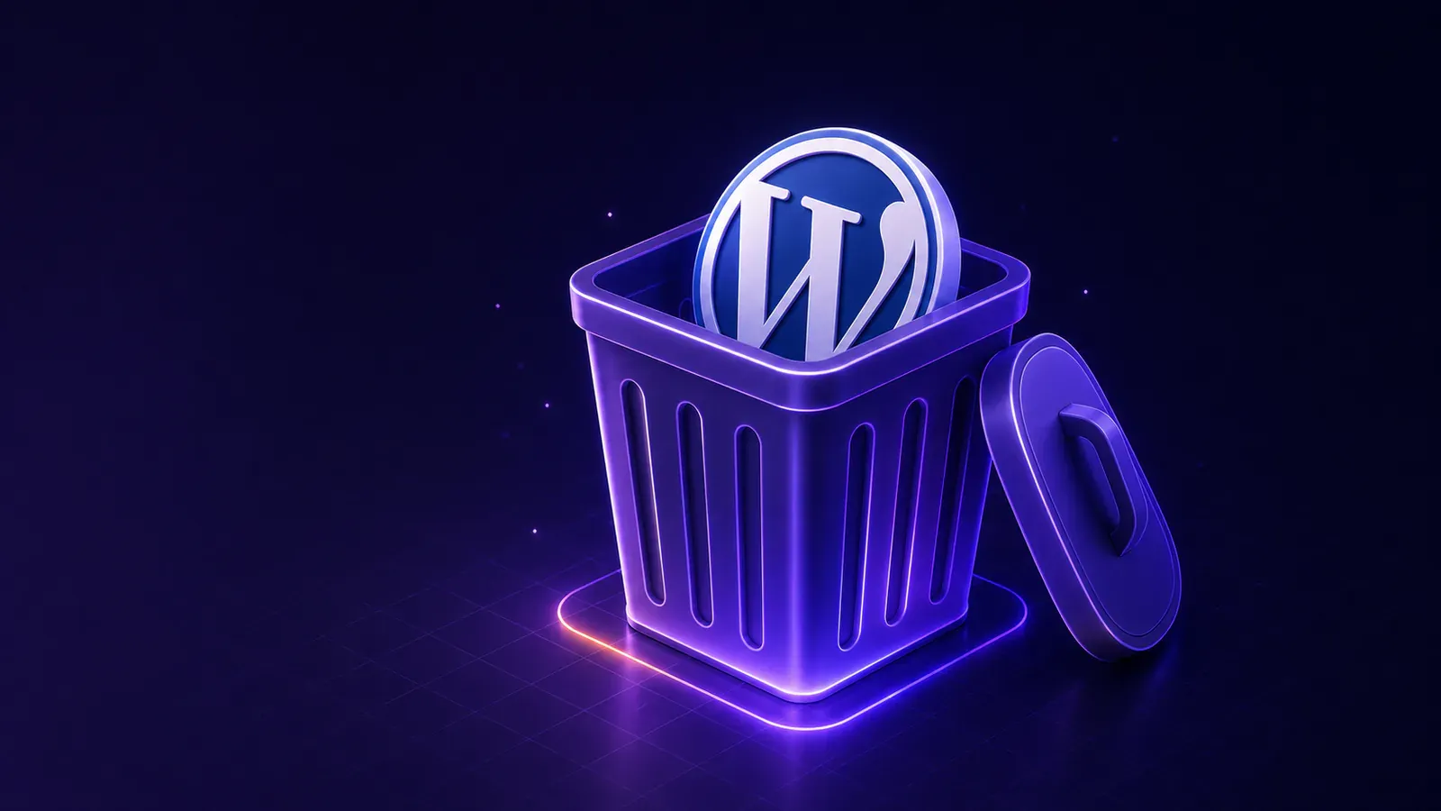Illustration du logo WordPress dans une corbeille